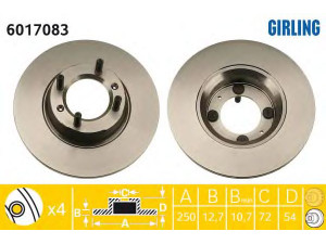 GIRLING 6017083 stabdžių diskas 
 Stabdžių sistema -> Diskinis stabdys -> Stabdžių diskas
0000060727281, 0000060729248, 0060526087