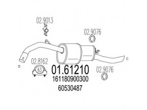 MTS 01.61210 galinis duslintuvas 
 Išmetimo sistema -> Duslintuvas
161180900300, 60528602, 60530031