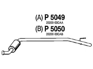 FENNO P5050 vidurinis duslintuvas 
 Išmetimo sistema -> Duslintuvas
20200-00QAB, 5854221, 82001-80460