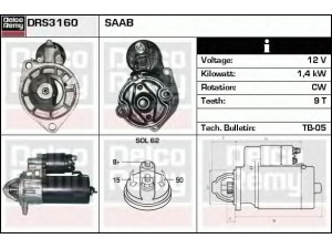 DELCO REMY DRS3160 starteris 
 Elektros įranga -> Starterio sistema -> Starteris
7532153, 8545683, 8545691, 8823932