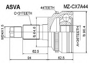ASVA MZ-CX7A44 jungčių komplektas, kardaninis velenas 
 Ratų pavara -> Sujungimai/komplektas
GP31-25-50XE, GP31-25-60XA, GP31-25-60XB