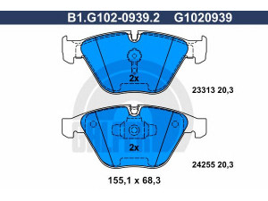 GALFER B1.G102-0939.2 stabdžių trinkelių rinkinys, diskinis stabdys 
 Techninės priežiūros dalys -> Papildomas remontas
34 11 6 780 711, 34 11 6 794 917