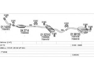 MTS C280242006808 išmetimo sistema 
 Išmetimo sistema -> Išmetimo sistema, visa