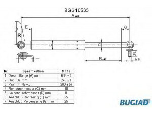 BUGIAD BGS10533 dujinė spyruoklė, bagažinė 
 Priedai -> Bagažinė/pakrovimo skyrius
68950-19705