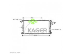 KAGER 31-0755 radiatorius, variklio aušinimas 
 Aušinimo sistema -> Radiatorius/alyvos aušintuvas -> Radiatorius/dalys
1300084, 3096381