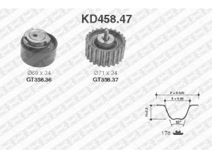 SNR KD458.47 paskirstymo diržo komplektas 
 Techninės priežiūros dalys -> Papildomas remontas
500388688, 504010846, 504183759