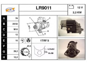 SNRA LR9011 starteris 
 Elektros įranga -> Starterio sistema -> Starteris
NAD101140, NAD101500