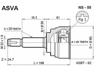 ASVA NS-55 jungčių komplektas, kardaninis velenas 
 Ratų pavara -> Sujungimai/komplektas
39100-40Y05, 39101-0M316, 39101-40Y05