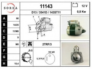 EAI 11143 starteris 
 Elektros įranga -> Starterio sistema -> Starteris
46235266, 5999906