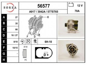 EAI 56577 kintamosios srovės generatorius 
 Elektros įranga -> Kint. sr. generatorius/dalys -> Kintamosios srovės generatorius
047903015E