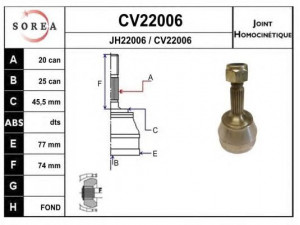 EAI CV22006K jungčių komplektas, kardaninis velenas 
 Ratų pavara -> Sujungimai/komplektas