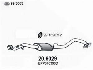 ASSO 20.6029 vidurinis duslintuvas 
 Išmetimo sistema -> Duslintuvas
BPP340300D