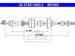 ATE 24.3728-1003.2 sankabos trosas 
 Dviratė transporto priemonės -> Kabeliai ir tachometro velenaai -> Sankabos trosas
77 00 781 858, 77 00 797 003, 77 00 803 913
