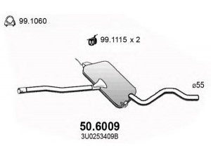 ASSO 50.6009 vidurinis duslintuvas 
 Išmetimo sistema -> Duslintuvas
3UO253409B