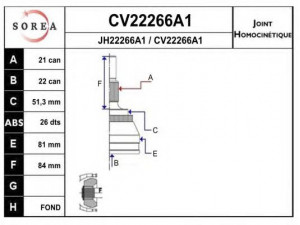 EAI CV22266A1K jungčių komplektas, kardaninis velenas 
 Ratų pavara -> Sujungimai/komplektas