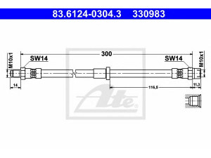 ATE 83.6124-0304.3 stabdžių žarnelė 
 Stabdžių sistema -> Stabdžių žarnelės
30665007, 30714825, 30778919