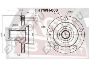 ASVA HYWH-008 rato stebulė 
 Ašies montavimas/vairavimo mechanizmas/ratai -> Rato stebulė/montavimas -> Rato stebulė
51750-3A003