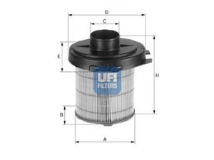 UFI 27.845.02 oro filtras 
 Techninės priežiūros dalys -> Techninės priežiūros intervalai
95619441, 5004262, 5009229, 5011879
