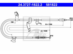 ATE 24.3727-1822.2 trosas, stovėjimo stabdys 
 Stabdžių sistema -> Valdymo svirtys/trosai
C236-44-420C, C236-44-420D, C236-44-420E