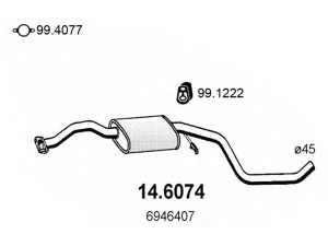 ASSO 14.6074 vidurinis duslintuvas 
 Išmetimo sistema -> Duslintuvas
1019418, 1495888, 6910225, 6931868