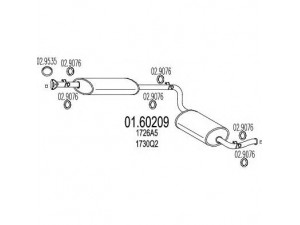 MTS 01.60209 galinis duslintuvas 
 Išmetimo sistema -> Duslintuvas
1310264080, 1316627080, 1726A3