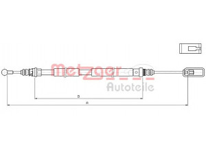 METZGER 10.4721 trosas, stovėjimo stabdys 
 Stabdžių sistema -> Valdymo svirtys/trosai
1487275080, 1487647080, 4745.T7