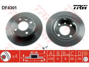 TRW DF4301 stabdžių diskas 
 Stabdžių sistema -> Diskinis stabdys -> Stabdžių diskas
3430032, 34300326, 34300327, 3432616