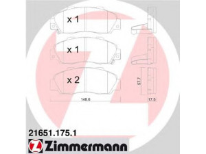 ZIMMERMANN 21651.175.1 stabdžių trinkelių rinkinys, diskinis stabdys 
 Techninės priežiūros dalys -> Papildomas remontas
45022S10A00, 45022S10A02, 45022S10G00