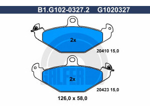 GALFER B1.G102-0327.2 stabdžių trinkelių rinkinys, diskinis stabdys 
 Techninės priežiūros dalys -> Papildomas remontas
60 25 308 186, 77 01 203 124, 77 01 203 633