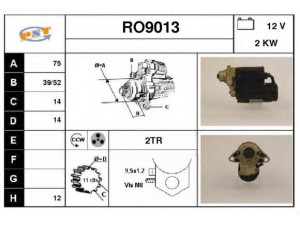 SNRA RO9013 starteris 
 Elektros įranga -> Starterio sistema -> Starteris
ADU7457