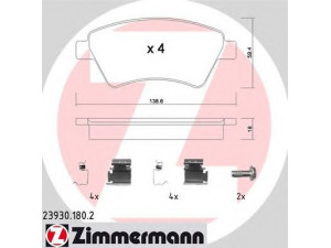 ZIMMERMANN 23930.180.2 stabdžių trinkelių rinkinys, diskinis stabdys 
 Techninės priežiūros dalys -> Papildomas remontas
4106 087 13R, 7701 206 044, 7701 207 184