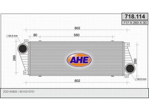 AHE 718.114 tarpinis suslėgto oro aušintuvas, kompresorius 
 Variklis -> Oro tiekimas -> Įkrovos agregatas (turbo/superįkrova) -> Tarpinis suslėgto oro aušintuvas
9015010701
