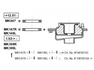 MONROE MK147R pakabos statramsčio atraminis guolis 
 Ašies montavimas/vairavimo mechanizmas/ratai -> Montavimas, pakabos statramstis