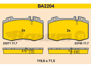 BARUM BA2204 stabdžių trinkelių rinkinys, diskinis stabdys 
 Techninės priežiūros dalys -> Papildomas remontas
003 420 58 20, 004 420 05 20, 004 420 05 20 67