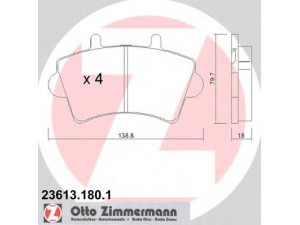 ZIMMERMANN 23613.180.1 stabdžių trinkelių rinkinys, diskinis stabdys 
 Techninės priežiūros dalys -> Papildomas remontas
4106000QAD, 1605980, 4402993, 4404585