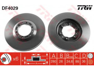 TRW DF4029 stabdžių diskas 
 Stabdžių sistema -> Diskinis stabdys -> Stabdžių diskas
8943754163, 8943754164, 8943755333