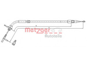 METZGER 10.9333 trosas, stovėjimo stabdys 
 Stabdžių sistema -> Valdymo svirtys/trosai
169 420 1128, 169 420 1185