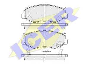 ICER 181558 stabdžių trinkelių rinkinys, diskinis stabdys 
 Techninės priežiūros dalys -> Papildomas remontas
06450-S9A-E50, 06450-S9A-E51, 45022-S9A-A00