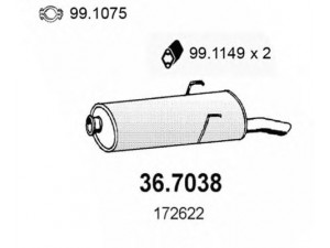 ASSO 36.7038 galinis duslintuvas 
 Išmetimo sistema -> Duslintuvas
172622, 172631, 1726CV
