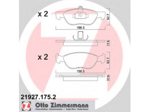 ZIMMERMANN 21927.175.2 stabdžių trinkelių rinkinys, diskinis stabdys 
 Techninės priežiūros dalys -> Papildomas remontas
77362149, 77362269, 77363321, 9948623