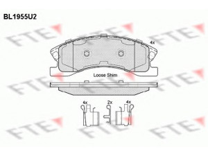 FTE BL1955U2 stabdžių trinkelių rinkinys, diskinis stabdys 
 Techninės priežiūros dalys -> Papildomas remontas
05093183AA, 05093260AA