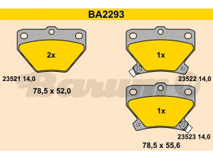BARUM BA2293 stabdžių trinkelių rinkinys, diskinis stabdys 
 Techninės priežiūros dalys -> Papildomas remontas
04466-52010, 04466-52020, 04466-52030