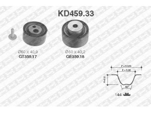 SNR KD459.33 paskirstymo diržo komplektas 
 Techninės priežiūros dalys -> Papildomas remontas
0829-62, 0830-31, 0831-74, 0831-S2