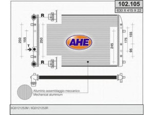 AHE 102.105 radiatorius, variklio aušinimas 
 Aušinimo sistema -> Radiatorius/alyvos aušintuvas -> Radiatorius/dalys
6Q0.121.253 Q