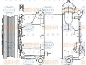HELLA 8FK 351 334-451 kompresorius, oro kondicionierius
1 721 741, 1 806 664, 1 811 463