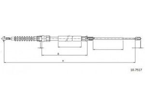 CABOR 10.7517 trosas, stovėjimo stabdys 
 Stabdžių sistema -> Valdymo svirtys/trosai
1K0609721AA, 1K0609721S, 1K0609721AA