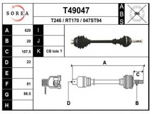 EAI T49047 kardaninis velenas 
 Ratų pavara -> Kardaninis velenas
7701348141, 7701498785