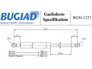 BUGIAD BGS11237 dujinė spyruoklė, bagažinė 
 Priedai -> Bagažinė/pakrovimo skyrius
81850-86G00