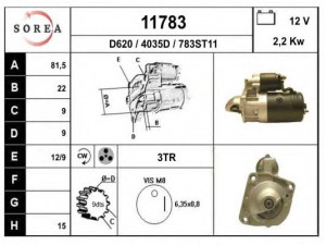 EAI 11783 starteris 
 Elektros įranga -> Starterio sistema -> Starteris
7700300522, 7700859823, 7701352256