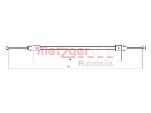 METZGER 10.7633 trosas, stovėjimo stabdys 
 Stabdžių sistema -> Valdymo svirtys/trosai
7L0 721 556, 7L0 721 556B